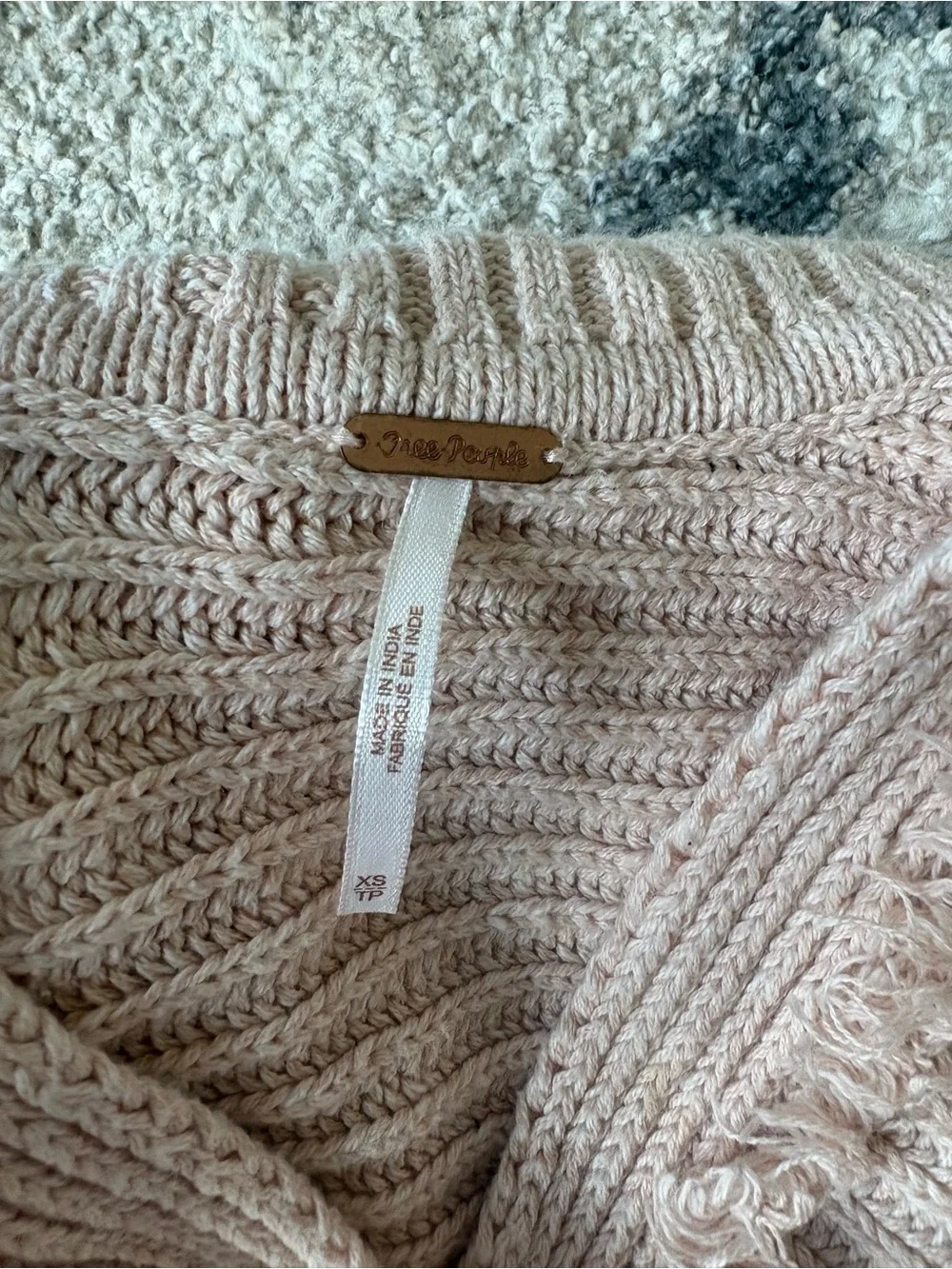 Free People Blush Ribbed V-Neck Sweater